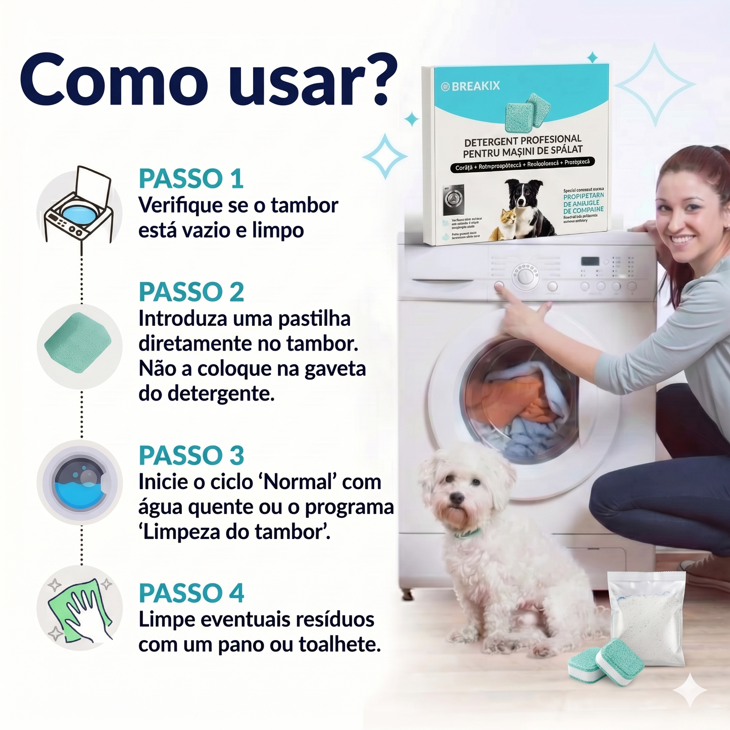 Limpador profissional para máquina de lavar – enzimas ativas